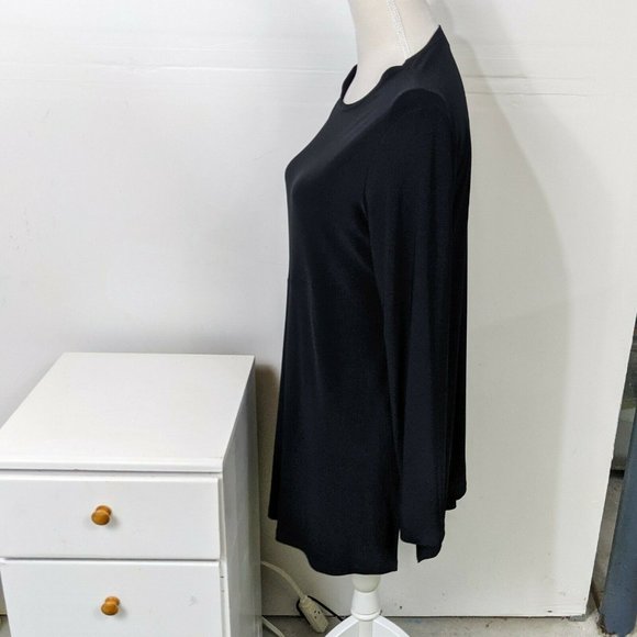 SYMPLI Black Asymmetrical Tunic Size 12 with Pocket Long Sleeves - Picture 3 of 7
